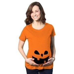 Time and Tru Women’s Halloween Maternity Tee - Pumpkin Belly Graphic - Size XL